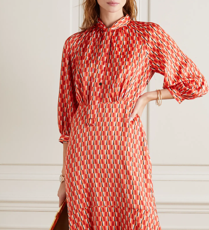 Orange-Daria-pussy-bow-printed-satin-midi-dress-_-Cefinn