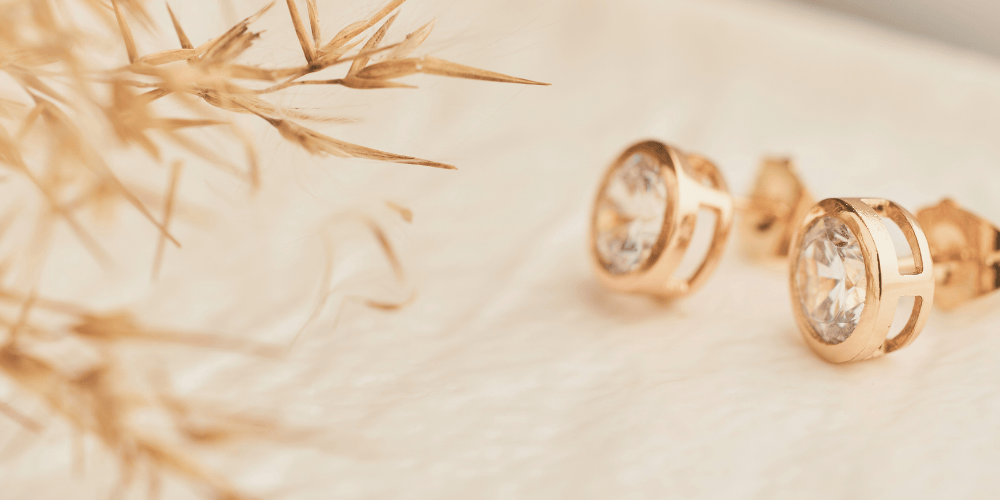 solitaire diamond stud earrings rose gold